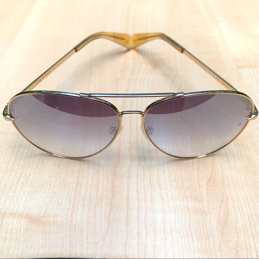 RAG & BONE stunning GOLD AVIATORS metal frames gradient mirrored lens NEW + case - Picture 2 of 8